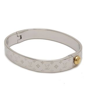 LOUIS VUITTON Cuff Nanogram Bangle Bracelet #M M Size Metal Silver Color M00250